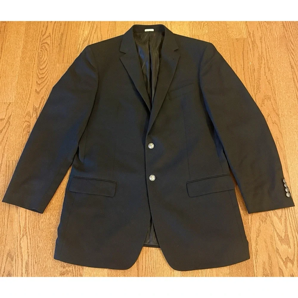 Joseph Abboud 44 X-long Blazer REDA Wool Black Metal Two Button Suit Jacket